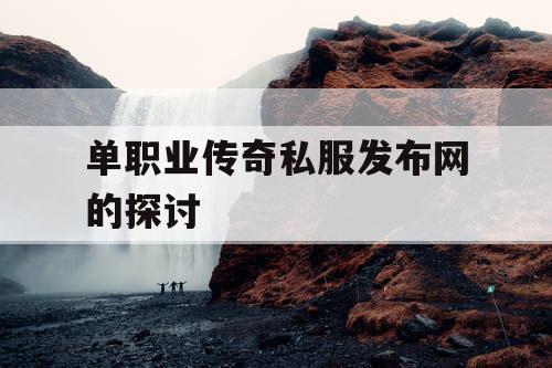 单职业传奇私服发布网的探讨