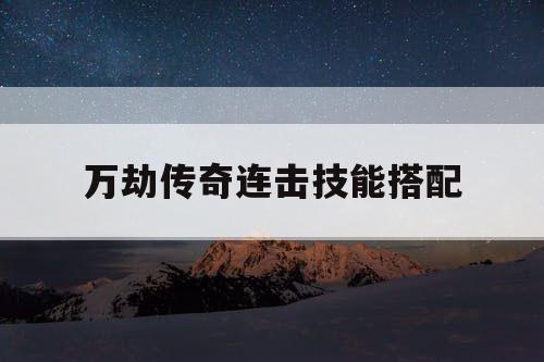 万劫传奇连击技能搭配