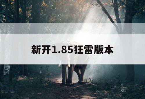 新开1.85狂雷版本 新开1.85狂雷版本