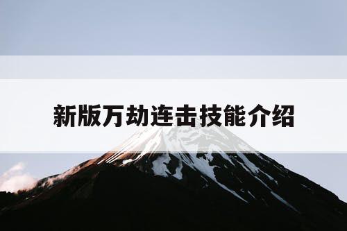 新版万劫连击技能介绍 新版万劫连击技能介绍