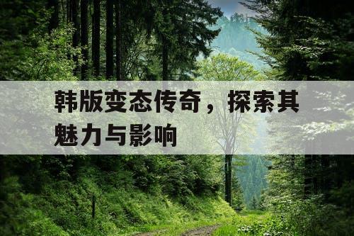 韩版变态传奇，探索其魅力与影响