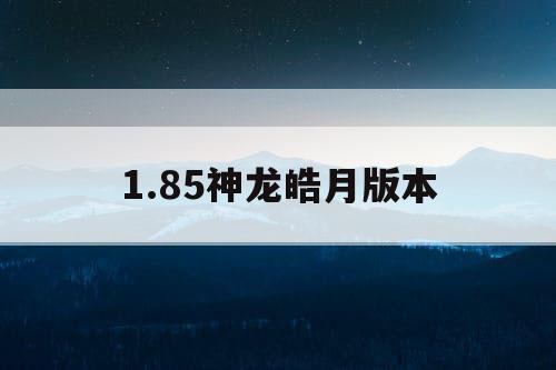 1.85神龙皓月版本