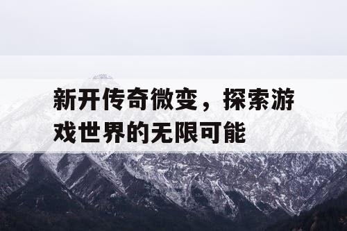 新开传奇微变，探索游戏世界的无限可能