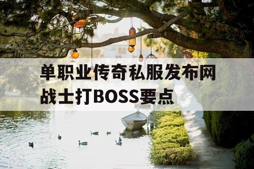 单职业传奇私服发布网战士打BOSS要点