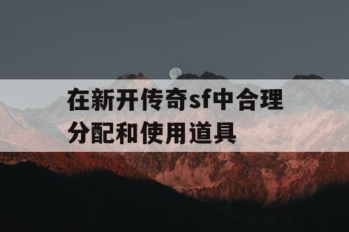 在新开传奇sf中合理分配和使用道具