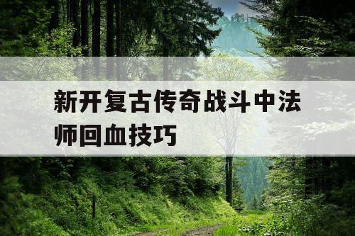 新开复古传奇战斗中法师回血技巧