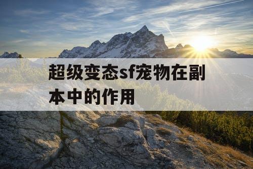 超级变态sf宠物在副本中的作用 超级变态sf宠物在副本中的作用