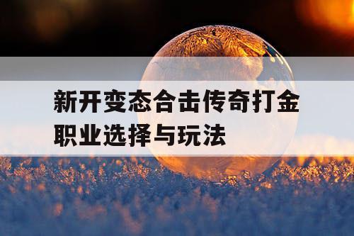 新开变态合击传奇打金职业选择与玩法