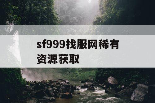 sf999找服网稀有资源获取