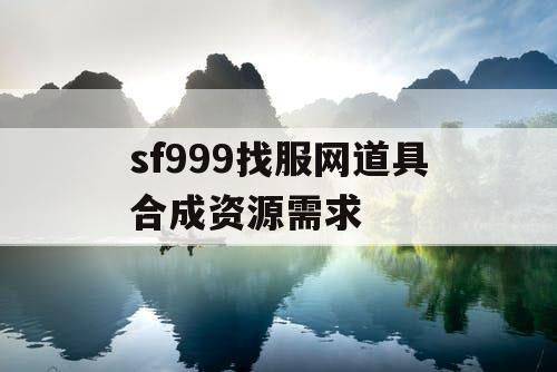 sf999找服网道具合成资源需求