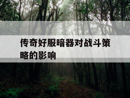 传奇好服暗器对战斗策略的影响 传奇好服暗器对战斗策略的影响