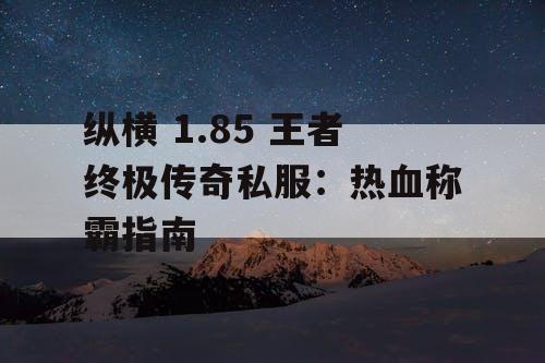 纵横 1.85 王者终极传奇私服：热血称霸指南