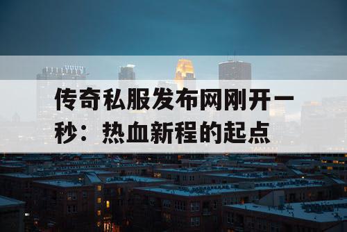 传奇私服发布网刚开一秒：热血新程的起点