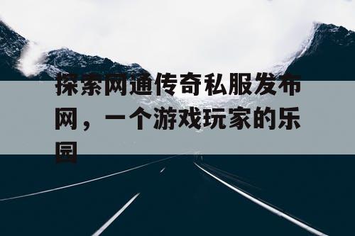 探索网通传奇私服发布网，一个游戏玩家的乐园