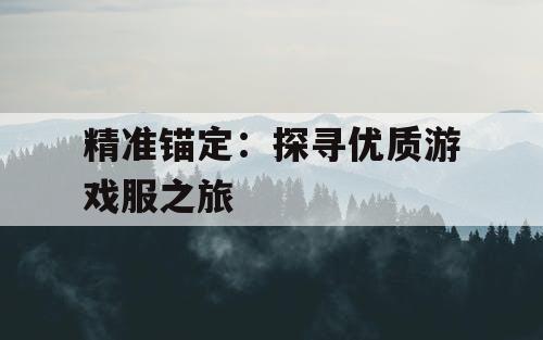 精准锚定：探寻优质游戏服之旅