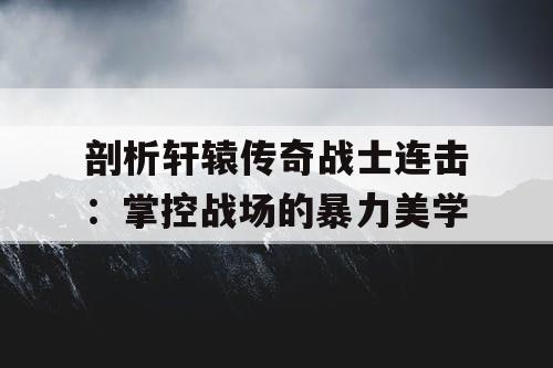 剖析轩辕传奇战士连击:掌控战场的暴力美学 剖析轩辕传奇战士连击:掌控战场的暴力美学