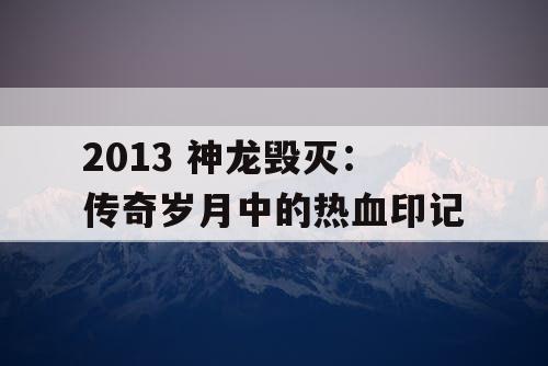 2013 神龙毁灭：传奇岁月中的热血印记