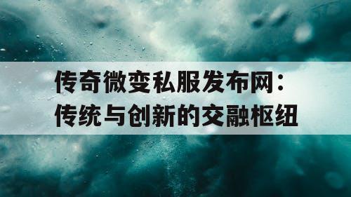 传奇微变私服发布网:传统与创新的交融枢纽 传奇微变私服发布网:传统与创新的交融枢纽
