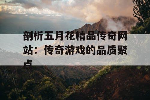 剖析五月花精品传奇网站：传奇游戏的品质聚点