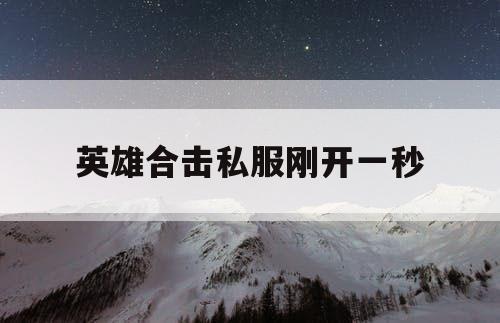 英雄合击私服刚开一秒 英雄合击私服刚开一秒