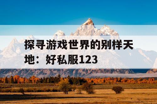 探寻游戏世界的别样天地:好私服123 探寻游戏世界的别样天地:好私服123