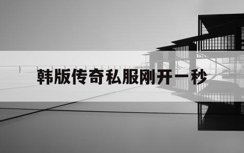 韩版传奇私服刚开一秒