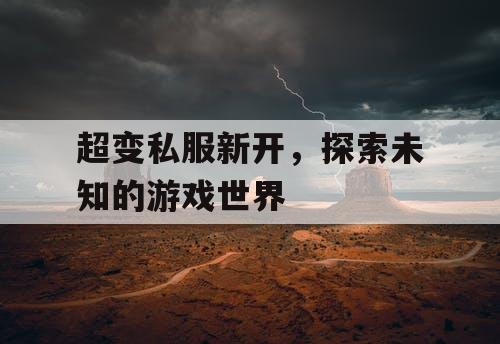 超变私服新开，探索未知的游戏世界