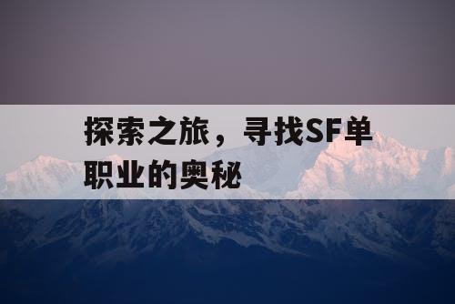 探索之旅，寻找SF单职业的奥秘