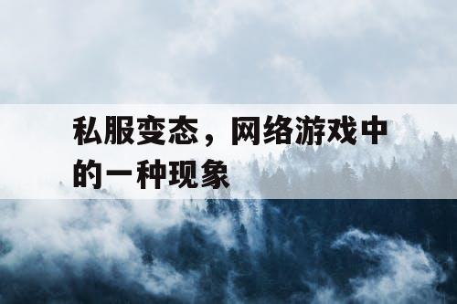 私服变态，网络游戏中的一种现象