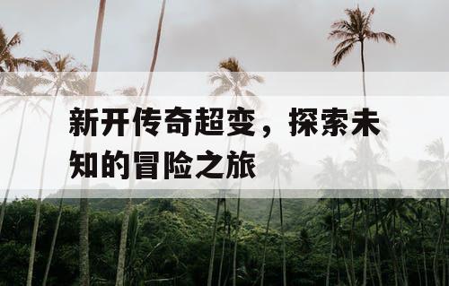 新开传奇超变,探索未知的冒险之旅 新开传奇超变,探索未知的冒险之旅