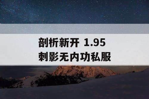 剖析新开 1.95 刺影无内功私服