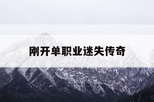 刚开单职业迷失传奇