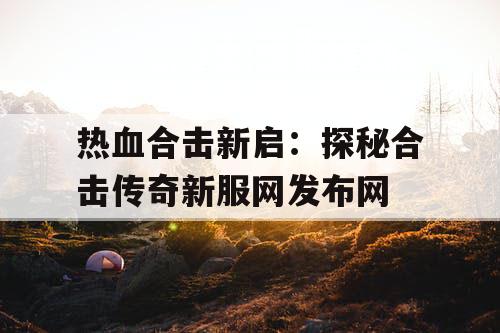 热血合击新启：探秘合击传奇新服网发布网