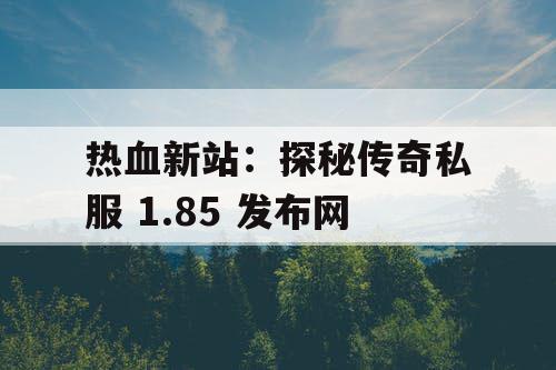 热血新站：探秘传奇私服 1.85 发布网