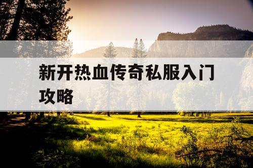 新开热血传奇私服入门攻略