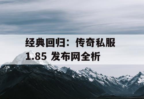 经典回归：传奇私服 1.85 发布网全析