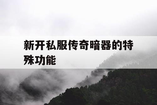 新开私服传奇暗器的特殊功能