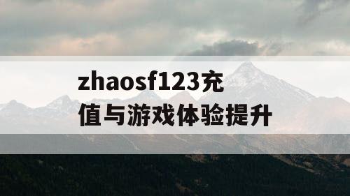 zhaosf123充值与游戏体验提升 zhaosf123充值与游戏体验提升