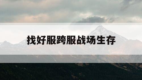 找好服跨服战场生存 找好服跨服战场生存