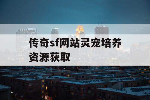 传奇sf网站灵宠培养资源获取