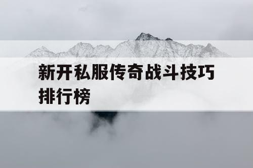 新开私服传奇战斗技巧排行榜