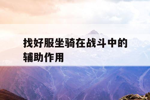 找好服坐骑在战斗中的辅助作用