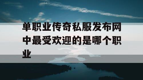 单职业传奇私服发布网中最受欢迎的是哪个职业
