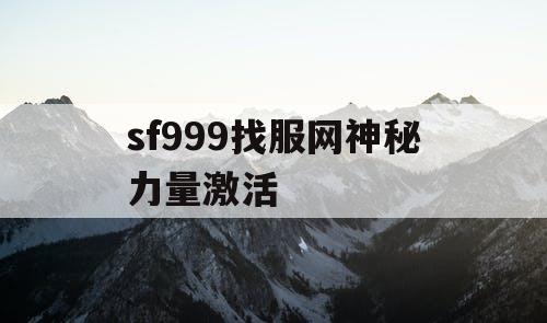 sf999找服网神秘力量激活