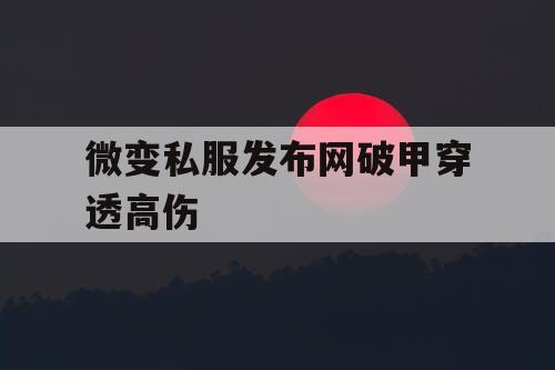 微变私服发布网破甲穿透高伤