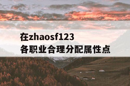 在zhaosf123各职业合理分配属性点