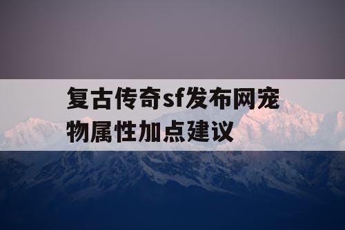 复古传奇sf发布网宠物属性加点建议
