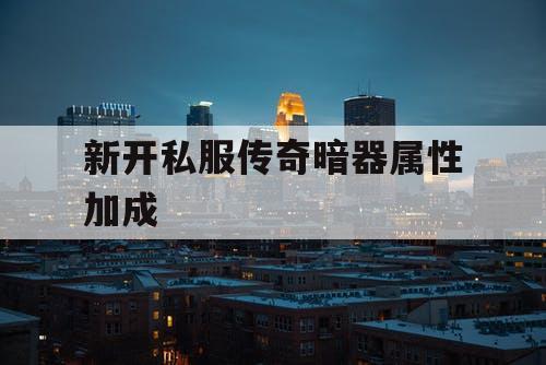 新开私服传奇暗器属性加成