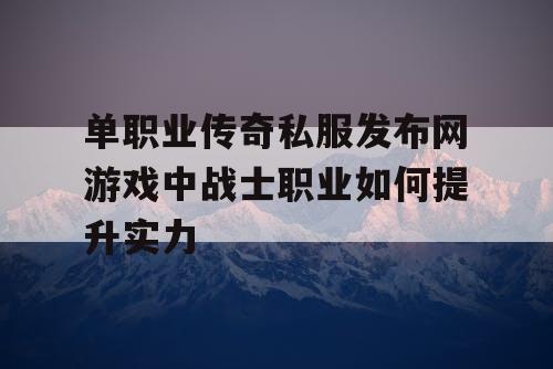 单职业传奇私服发布网游戏中战士职业如何提升实力