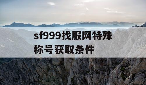 sf999找服网特殊称号获取条件